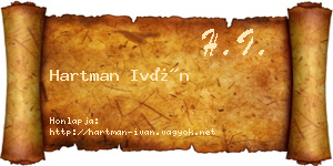 Hartman Iván névjegykártya